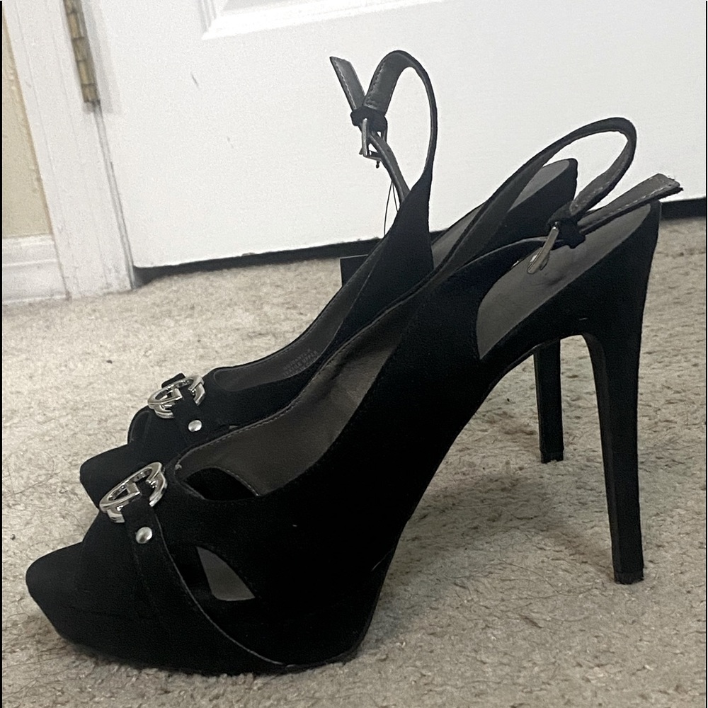 Brand New! Guess Black Suede Platform Heels